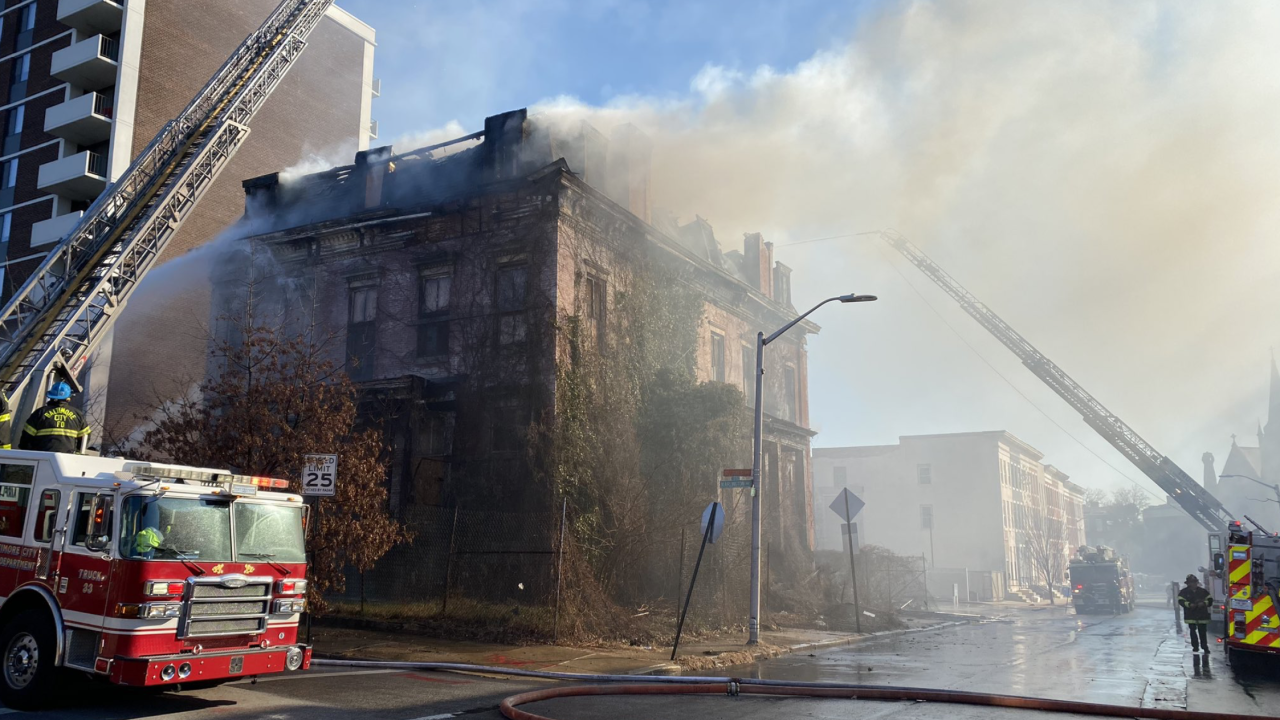 Three alarm fire at historic Sellers Mansion in West Baltimore
